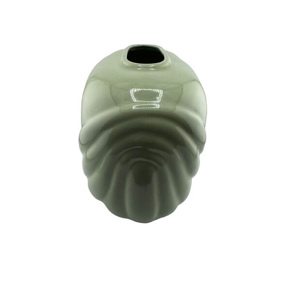 Vintage Madeline Originals Art Deco Mid Century Celery Green Oval Vase - Picture 4 of 5